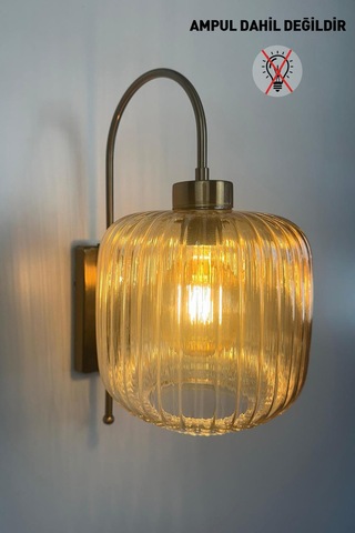 Mopa Bal Rengi Cam Tekli Aplik Retro Sarkıt Lamba Restoran Salon Aydınlatma Bal