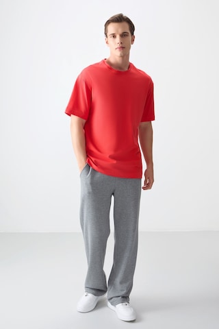 Air Jones Tommy Life Fiesta %100 Pamuk Kalın Yumuşak Dokulu Oversize Fit Basic Erkek T-shirt - 88353 Kirmizi