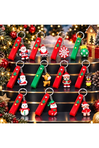 Vıp 9 Adet Noel Anahtarlık Yılbaşı Hediyesi Christmas Keychain Noel Figürlü Anahtarlık Noel Hediyesi