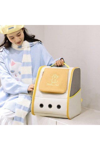 Hangfox Geniş Kapasiteli Su Geçirmez Kanvas Kedi Çantası - Dışarı Çıkışlar İçin Kol/omuz Taşınabilir Sevimli Desenli Evcil Hayvan Çantası Mavi 5025