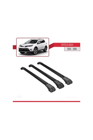 Toyota Rav4 2013-2018 Arası İle Uyumlu Ace-1 Ara Atkı Tavan Barı Siyah 3 Adet Bar