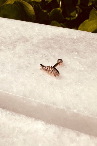 Balık Tasarım Özel Tasarım Rose Gold Renk Stainless Steel Çelik Tragus Helix Piercing