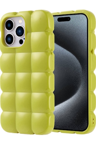 Zore Apple Uyumlu iPhone 15 Pro Max Kılıf Parlak Esnek Silikon Dom Dom Kapak - Yeşil Yeşil