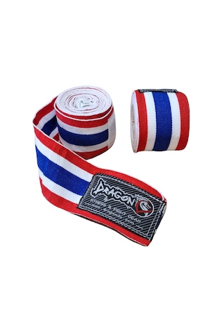 Dragondo 83818 Thailand Bayraklı 5 Metre Elastik Bandaj Boks Bandajı Muay Thai Bandajı Kick Boks Bandajı Çok Renkli