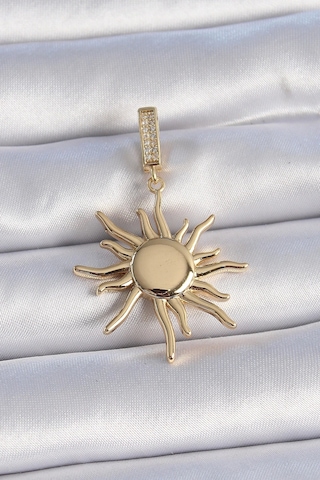 Pirinç Gold Renk Zirkon Taş Detaylı Güneş Model Ajda Charm - Tj-bc1008 Çok Renkli