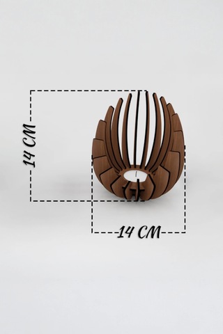 Ceviz Desenli Lotus Mumluk 3 Mm Mdf Lazer Kesim, 14 Cm Kemençe
