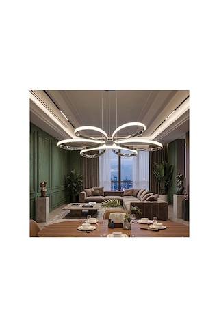 Yonca 6 Lı Krom Sarkıt 3 Renkli Salon Mutfak Çocuk Odası Yemek Masası Ve Antre İçin Modern Led Gümüş