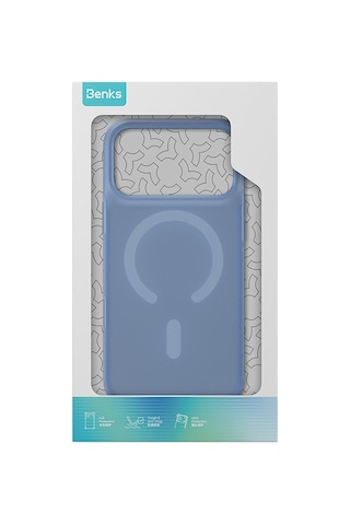 Apple Uyumlu iPhone 18 Pro Uyumlu Kılıf M-safe Şarj Özellikli Benks C-magnet Lucid Armorpro Kapak Mavi
