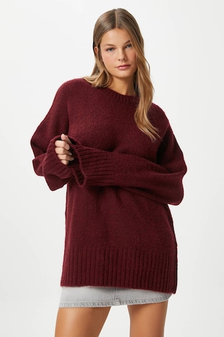 Ritnice Kadın Homy Yumuşacık Bisiklet Yaka Bordo Oversize Triko Kazak Bordo