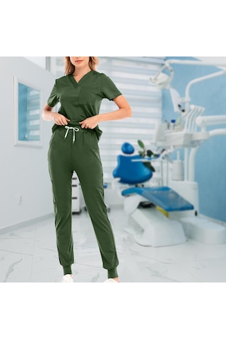 Dolıty Çok Cepli V Yaka İş Elbisesi Ile Nefes L-yeşil