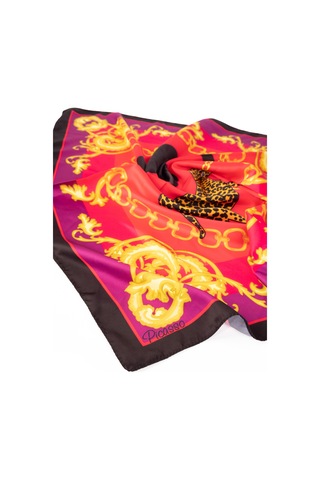 Inno 60x60 Cm Premium Saten Desenli Dikişli Fular Lacivert