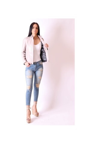 Hakiki Deri Hakim Yaka Slim Bej Ceket