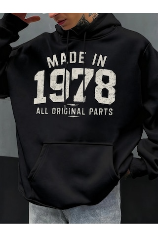 Startmore Tarzsokak 1978'de Üretilmiştir Tüm Orijinal Parçalar Baskılı Erkek Günlük Moda Kapüşonlular Büyük Beden Siyah