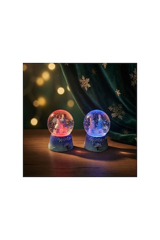 4 Adet Mini Işıklı Kar Küresi Sevimli Çift Figürlü Winter Temalı, Pilli Dahili Işıklı Masa Dekoru Ve Mini Snow Globe