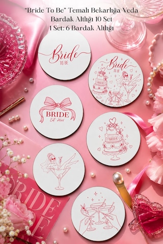 Bride To Be Temalı Bekarlığa Veda Bardak Altlığı 6 Lı Set 9 Cm Mdf Gold