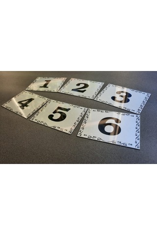 Kapı Numarası 6x8 Cm Metalik Gümüş Gri No:1 Den 6 Ya