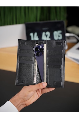 Xmlbayiciniz Parıs Siyah Hakiki Deri Telefon Cüzdanı Çok Renkli