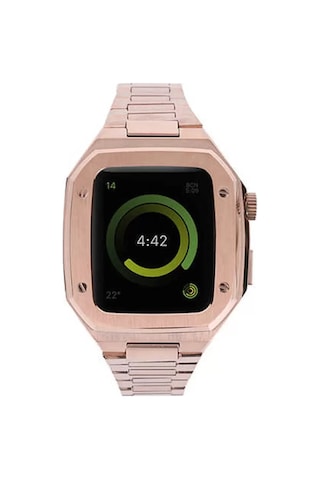 Newface Apple Watch 44mm Metal Petek Kasalı Kordon - Rose Gold