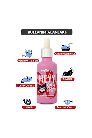 Metapet Kediler İçin %100 Doğal Sakinleştirici Stress Relax Damla 50 ML