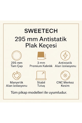 295 Mm Antistatik Pikap Keçesi 3 Mm Kalın Plakçalar Hi-fi Slipmat Gürültü, Titreşim Ve Parazit Önleyici Plak Keçesi 1 Adet