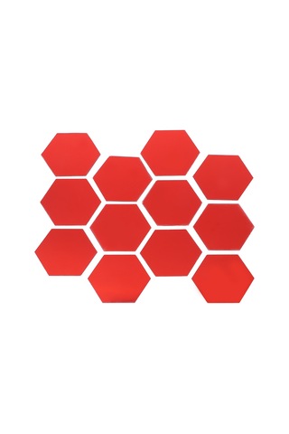Hangfox Kırmızı 4cm Kenar Hexagon Akrilik Duvar Sticker, Nem Ve Çürüme Dayanıklı, Dıy Dekorasyon, Ayna Efekti, 12 Adet Paket Diğer