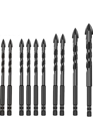Hallow Yg8 Karbür Dört Kenarlı Crossdrill Bit Set 10 Adet