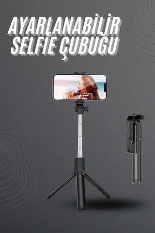 Hepsi Selfie Çubuğu Tripod Bluetooth Kumandalı Selfie Çubuğu Telefon Tutucu Najmaddin