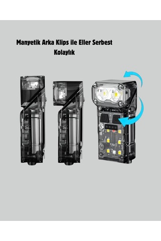 3 Fonksiyonlu Led Far El Feneri Çalışma Lambası Uzun Pil Ömürlü Çok Renkli