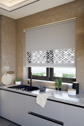 Neya Lazer Kesim Mat Stor Perde, Lazer Kesimli Klasik Serisi, C-191005 Gri Renk