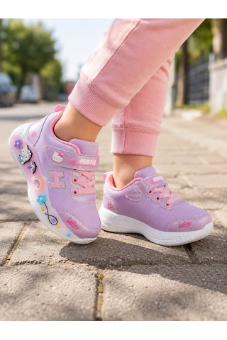 Mini Bonito Kız Erkek Çocuk Sneakers Spor Ayakkabı Desenli Tabanlı Modern Günlük Rahat Çocuk Ayakkabısı Lila