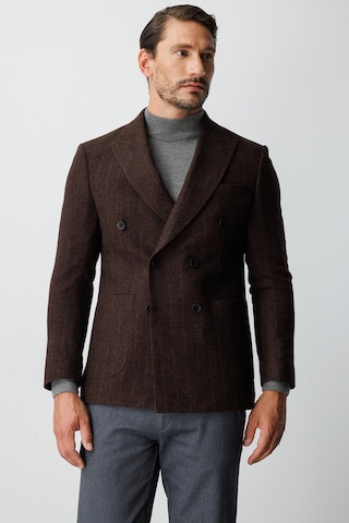 Erkek Kiremit Slım Fıt / Dar Kalıp Geniş Kırlangıç Ceket-20008 Kahverengi