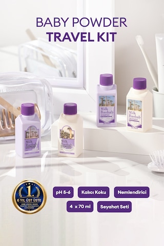 Yoğun Nem Desteği Sunan Saç Ve Vücut Seyahat Seti Mılk Baobab Original Travel Kit Baby Powder