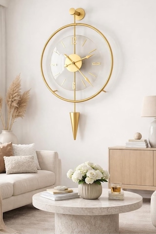 Metaquartz Aksesuar Gold Luxpen Modern Dekoratif Metal Duvar Saati Siyah 50 X 90 Çok Renkli