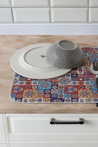 Bulaşık Kurutma Örtüsü, Bulaşıklık, Tezgah Üstü Bulaşık Matı, Süper Emici Mutfak Matı Çok Renkli