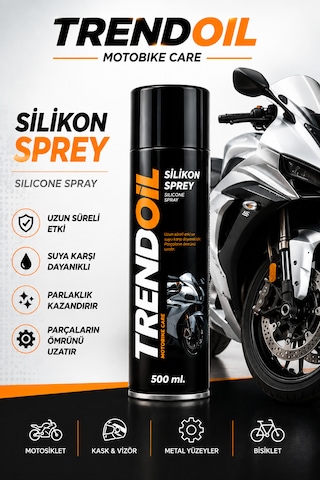 Trendoil Silikon Sprey 500 Ml Motosiklet Plastik Kauçuk Metal Yüzey Bakım Ve Parlatıcı Sprey 24'lü Paket