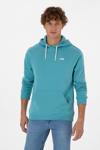 U.S. Polo Assn. Erkek Oversize Fit Kapüşonlu Şardonlu Mint Basic Sweatshirt 50313782-VR152