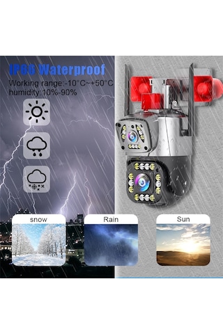 Yoosee Ys-17 Siren Çift Kameralı Ptz Speed Dome 5mp Siren Alarmlı