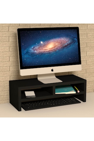 Emkawood Eliz Monitör Yükseltici Labtop Sehpası Siyah