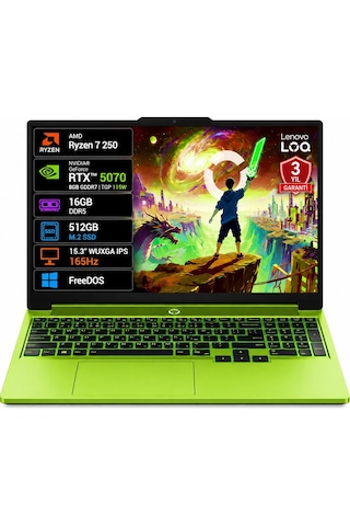 Lenovo LOG 15AHP11 83TN00AATR Ryzen 7 250 16 GB 512 GB SSD RTX5070 15.3" Free Dos Dizüstü Bilgisayar