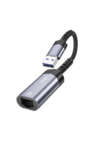 Hoco. Ua26 Tak Çalıştır Usb To Rj45 1000 Mbps Ethernet Dönüştürücü - Gri