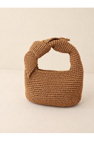 Sirayet Tasarım Atölyesi Handmade Fiyonklu Örgü Mini El Çantası Hasır
