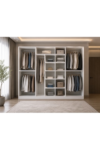 Lebon Tamamı Mdf 7 Kapaklı Dolap Gardırop Beyaz
