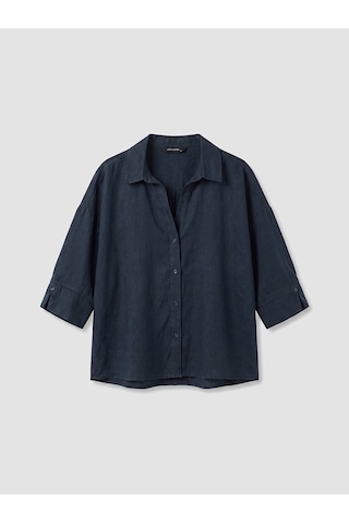 Lcw Vision Lacivert Oversize Kadın %100 Keten Gömlek
