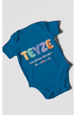 Morivokids Teyze Anne Gibi Ama Daha Cool Kısa Kollu Bebek Body %100 Pamuk Koyu Mavi