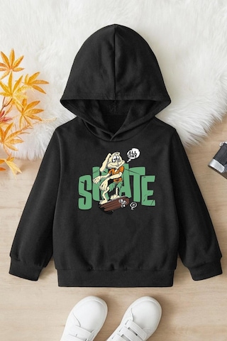 Çocuk All Day Rabbit Baskılı Sweatshirt Siyah