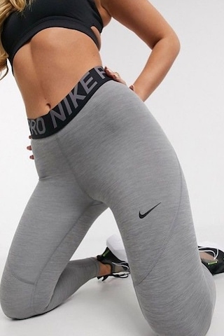 Nike Pro Tigh Fit Full Length Leggings Toparlayıcı Tam Boy Gri Tayt Gri
