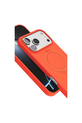 Apple, Uyumlu iPhone 17 Pro Regal Magsafe Standlı Kapak Turuncu