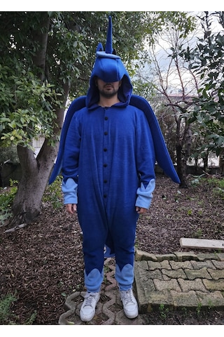 Unicorn Kostümü Yetişkin Unicorn Pijama Tulum Kostüm Mavi