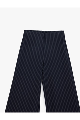 Koton Normal Bel Çizgili Geniş Paça Pantolon Beyaz Çizgili 6sak40019ek Beyaz Çizgili