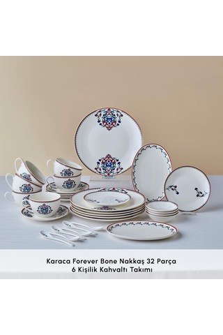 Forever Bone Nakkaş 26 Parça 6 Kişilik Kahvaltı Takımı Çok Renkli